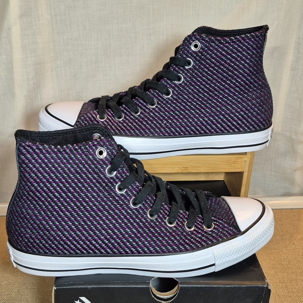 Converse Chuck Taylor All Star HI •Womens 10•Black-Icon Violet-Cool Grey - Picture 5 of 10